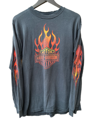 VINTAGE HARLEY DAVIDSON 'FLAMES' LS TEE - MEDIUM