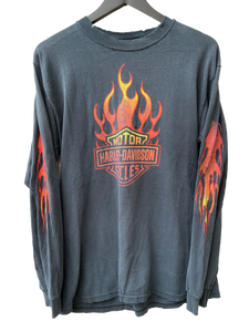 VINTAGE HARLEY DAVIDSON 'FLAMES' LS TEE - MEDIUM