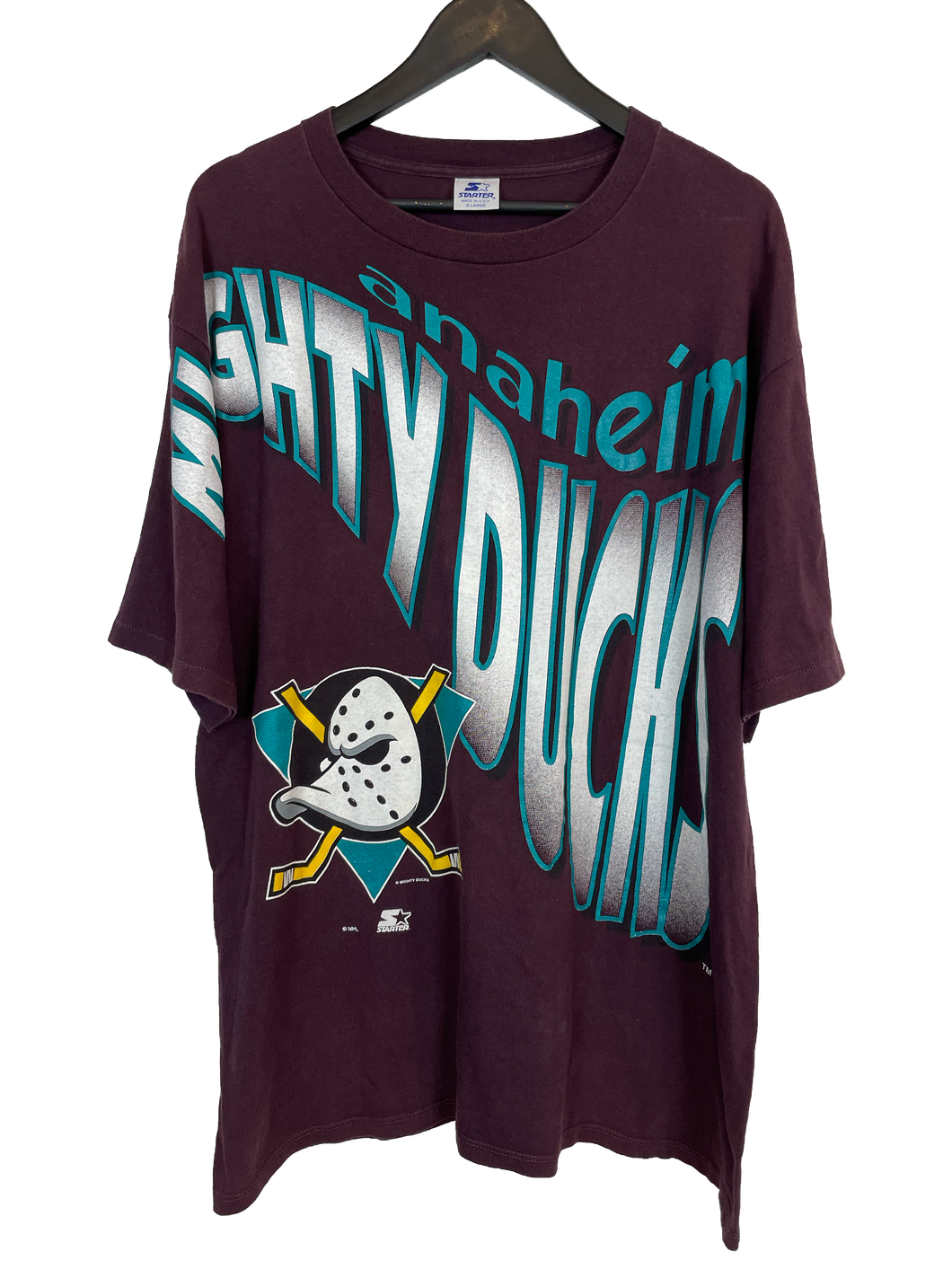 VINTAGE MIGHTY DUCKS SPELLOUT 'SS' TEE - XL