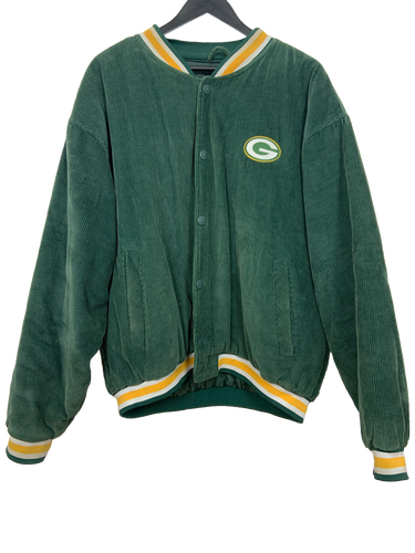 VINTAGE GREEN BAY PACKERS CORDUROY BOMBER JACKET - LARGE