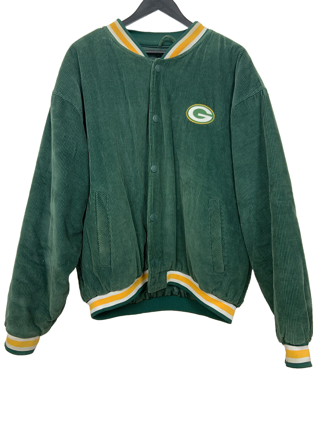 VINTAGE GREEN BAY PACKERS CORDUROY BOMBER JACKET - LARGE