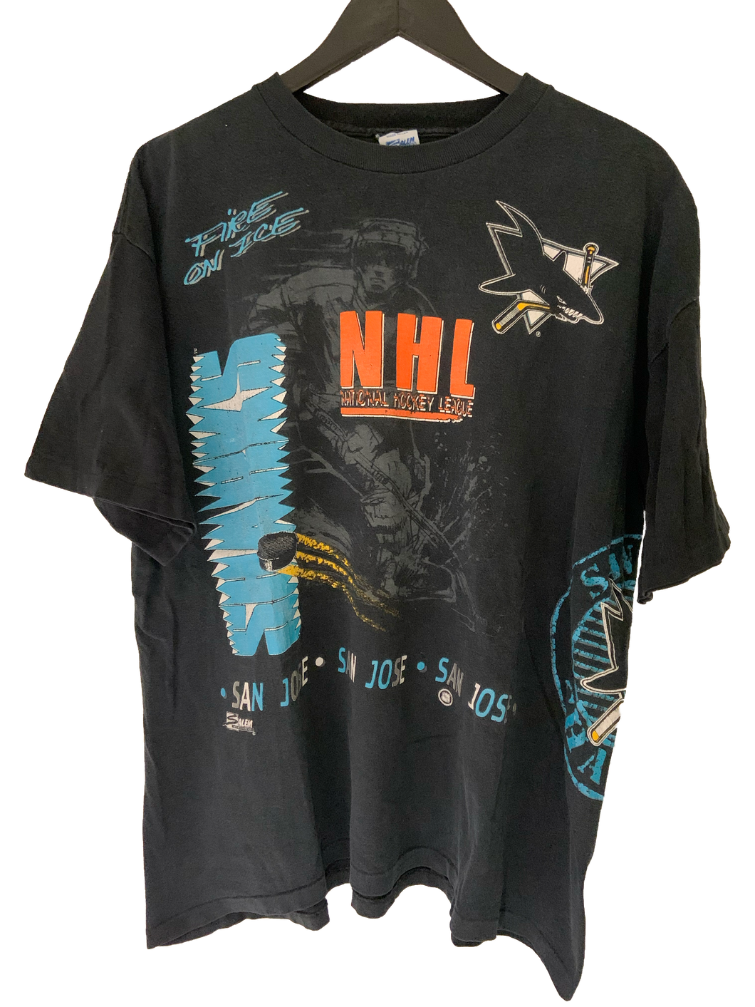 VINTAGE SAN JOSE SHARKS SALEM 'SS' TEE - XL