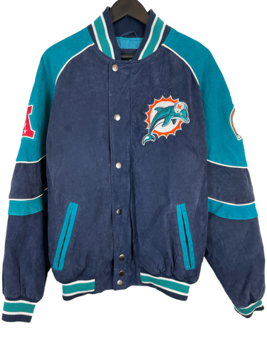 VINTAGE MIAMI DOLPHINS SUEDE BOMBER JACKET - SMALL