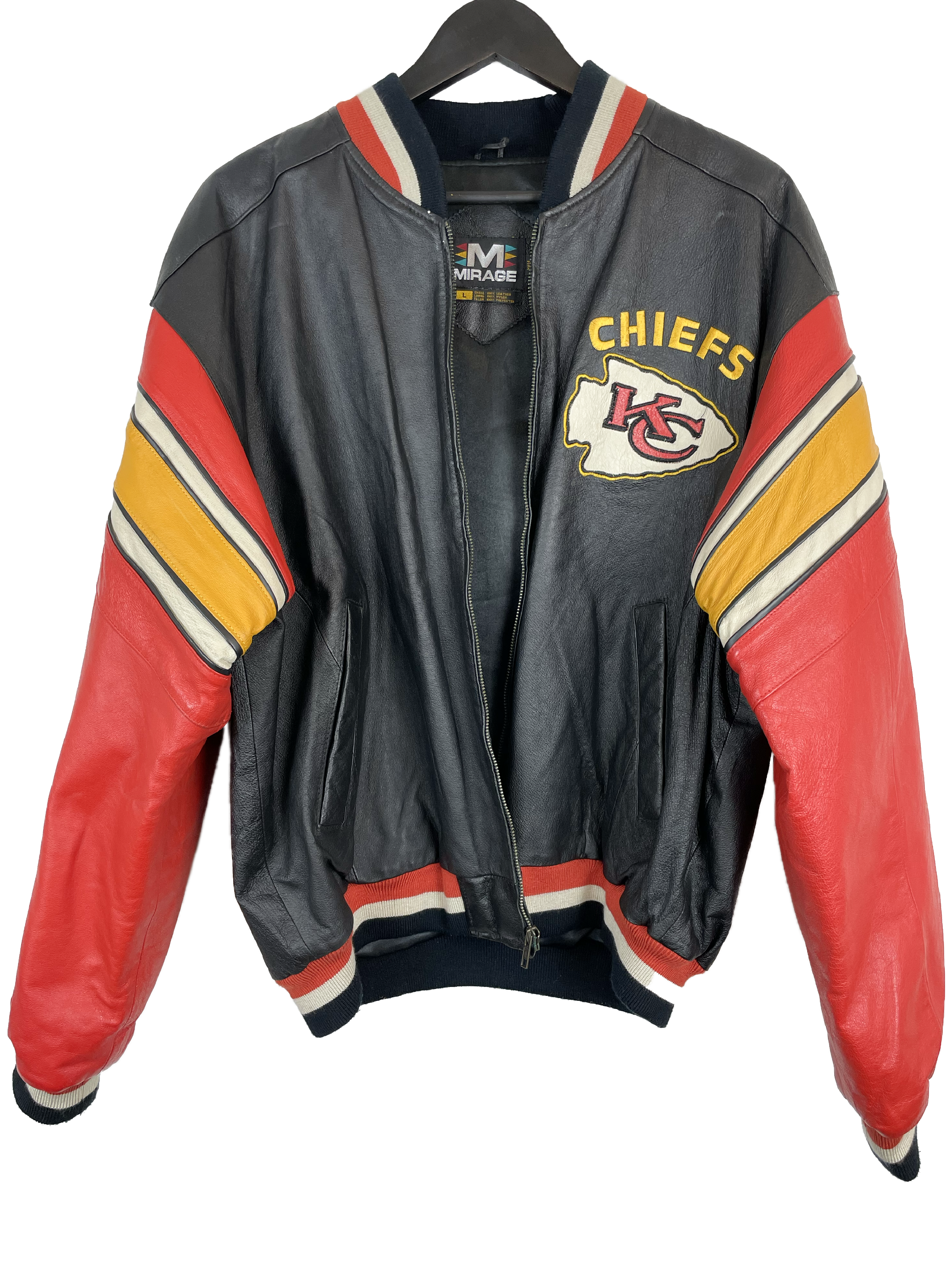VINTAGE KANSAS CITY CHIEFS LEATHER BOMBER JACKET - LARGE – The 
