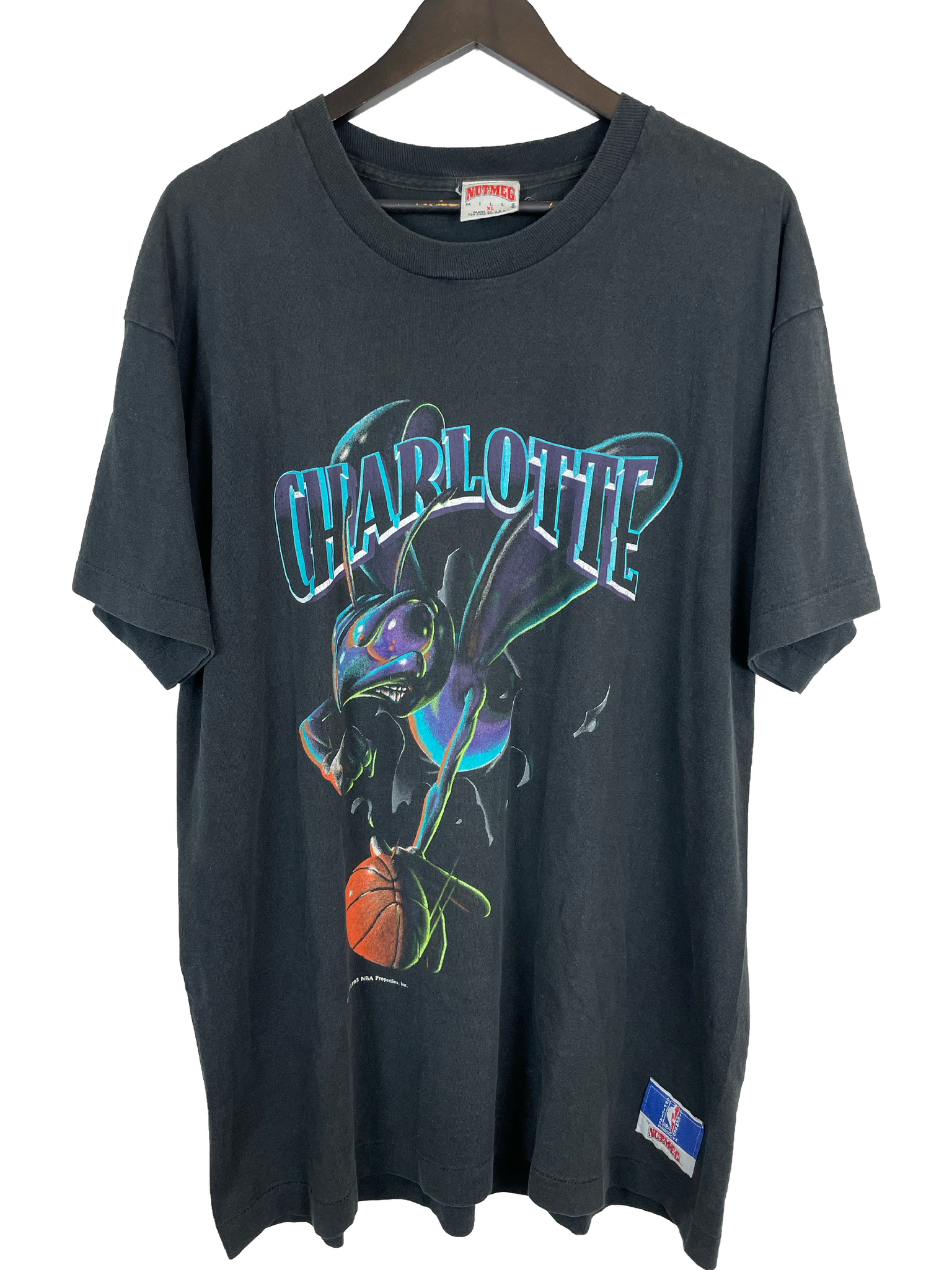 1993 CHARLOTTE HORNETS NUTMEG MILLS 'SS' TEE XL – The Social Vintage