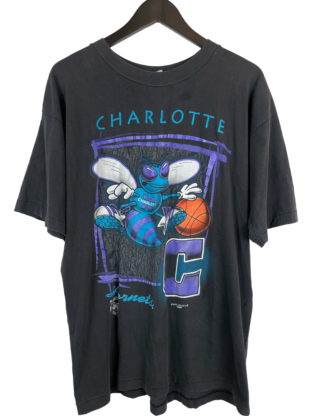 VINTAGE CHARLOTTE HORNETS MAGIC JOHNSON 'SS' TEE - XL