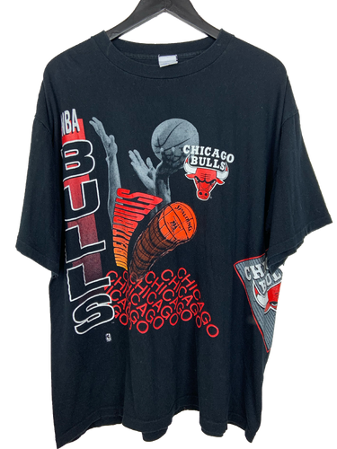1991 CHICAGO BULLS ALL OVER PRINT SALEM 'SS' TEE - LARGE