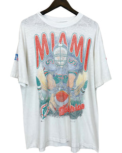 VINTAGE MIAMI DOLPHINS BULLETIN ATHLETIC 'SS' TEE - LARGE