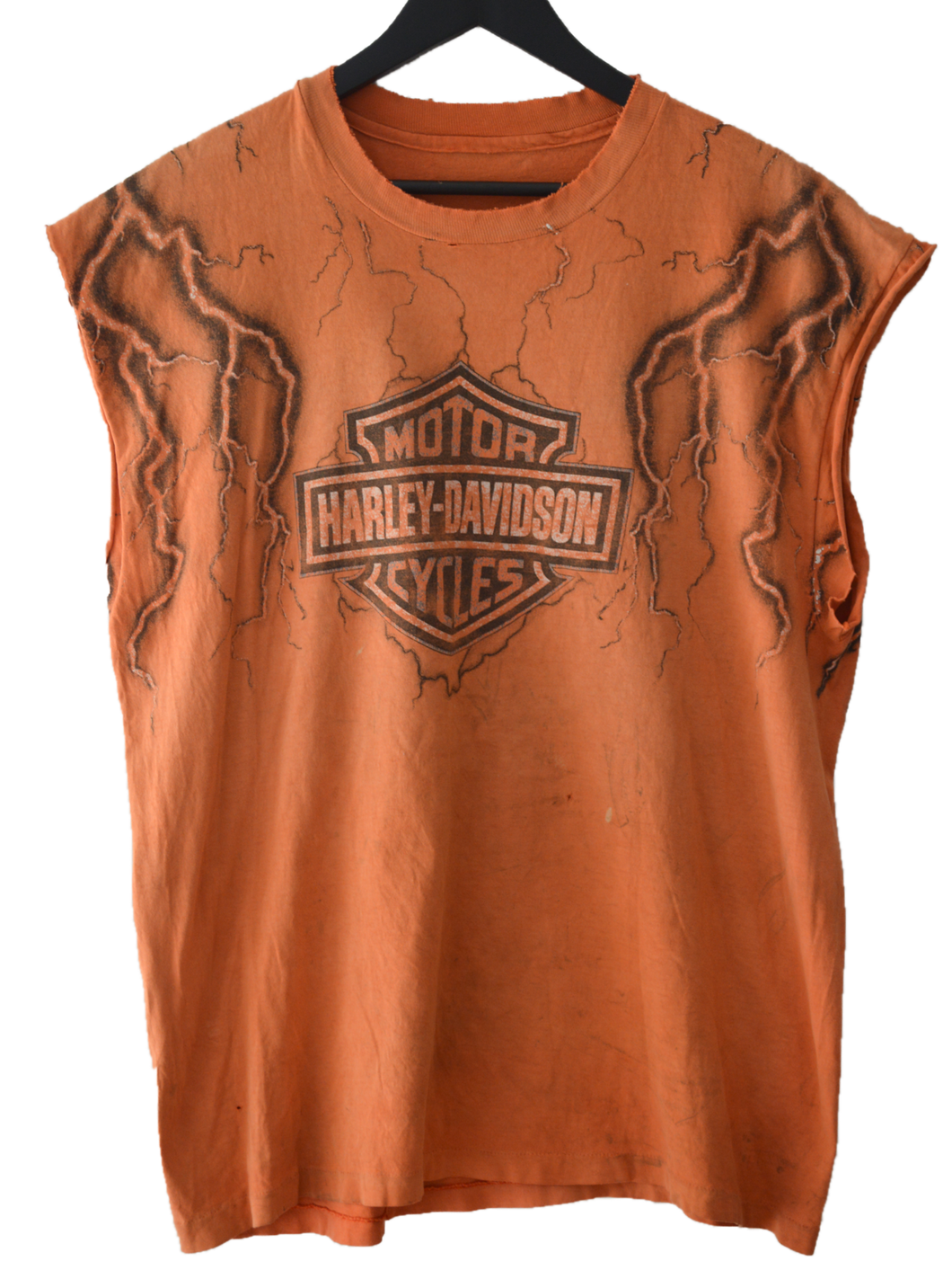 VINTAGE HARLEY LIGHTNING AND THUNDER CUT OFF TEE - LARGE