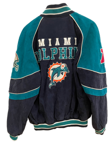 VINTAGE MIAMI DOLPHINS SUEDE BOMBER JACKET - SMALL