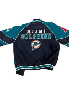 VINTAGE MIAMI DOLPHINS SUEDE BOMBER JACKET - SMALL